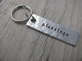 Blessings Inspiration Keychain - "blessings" - Hand Stamped Metal Keychain- small, narrow keychain