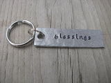 Blessings Inspiration Keychain - "blessings" - Hand Stamped Metal Keychain- small, narrow keychain