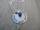 Blessings Inspiration Necklace- "count your blessings " - Hand-Stamped Necklace with an accent bead in your choice of colors