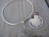 Follow Your Bliss Inspiration Bracelet- "follow your bliss" - Hand-Stamped Bracelet- Adjustable Bangle Bracelet with an accent bead of your choice