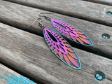 Multi-Colored Statement Earrings - Feathery Teardrop-Style - Unique, Very Thin, and Lightweight Earrings