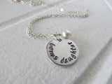 Bonus Daughter Necklace- "bonus daughter"- Hand-Stamped Necklace with an accent bead in your choice of colors