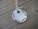 You Were Born To Fly Inspiration Necklace- "you were born to fly" - Hand-Stamped Necklace with an accent bead in your choice of colors