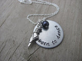 Dancer's Inspiration Necklace- "born to dance" with ballet shoe charm - Hand-Stamped Necklace with an accent bead in your choice of colors