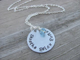 Breathe Relax Reflect Inspiration Necklace- "Breathe Relax Reflect" - Hand-Stamped Necklace with an accent bead in your choice of colors