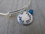 Just Breathe Inspiration Bracelet- "Just Breathe"  - Hand-Stamped Bracelet with an accent bead in your choice of colors