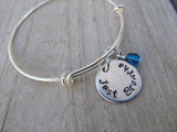 Just Breathe Inspiration Bracelet- "Just Breathe"  - Hand-Stamped Bracelet with an accent bead in your choice of colors
