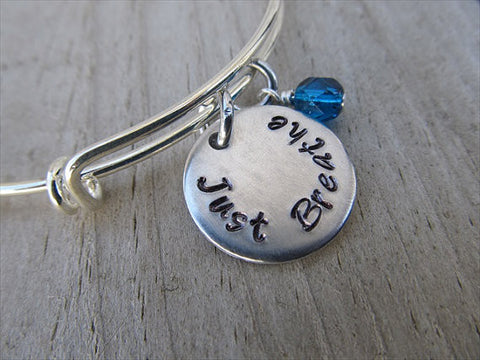 Just Breathe Inspiration Bracelet- "Just Breathe"  - Hand-Stamped Bracelet with an accent bead in your choice of colors