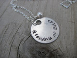 Grandma of Bride Inspiration Necklace- "Grandma of Bride" - Hand-Stamped Necklace with an accent bead in your choice of colors
