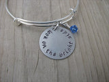 Inspiration Bracelet- "look on the bright side"  - Hand-Stamped Bracelet- Adjustable Bangle Bracelet with an accent bead of your choice