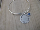Inspiration Bracelet- "look on the bright side"  - Hand-Stamped Bracelet- Adjustable Bangle Bracelet with an accent bead of your choice