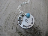 Beach Necklace- "Beach Bum" with flip flop charm- Hand-Stamped Necklace  -with an accent bead of your choice