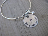 Grace Inspiration Bracelet- "by grace alone" with stamped heart- Hand-Stamped Bracelet- Adjustable Bangle Bracelet with an accent bead of your choice