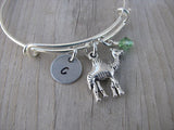 Camel Charm Bracelet -Adjustable Bangle Bracelet with an Initial Charm and an Accent Bead of your choice