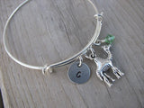 Camel Charm Bracelet -Adjustable Bangle Bracelet with an Initial Charm and an Accent Bead of your choice