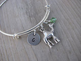 Camel Charm Bracelet -Adjustable Bangle Bracelet with an Initial Charm and an Accent Bead of your choice