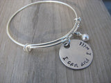 I Can and I Will Inspiration Bracelet- "I can and I will" - Hand-Stamped Bracelet- Adjustable Bangle Bracelet with an accent bead of your choice