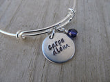 Carpe Diem Inspiration Bracelet- "carpe diem" - Hand-Stamped Bracelet- Adjustable Bangle Bracelet with an accent bead of your choice