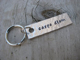 Carpe Diem Inspiration Keychain - "carpe diem"  - Hand Stamped Metal Keychain- small, narrow keychain