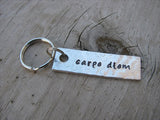 Carpe Diem Inspiration Keychain - "carpe diem"  - Hand Stamped Metal Keychain- small, narrow keychain