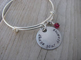 Chase Your Dreams Inspiration Bracelet- "chase your dreams" - Hand-Stamped Bracelet- Adjustable Bangle Bracelet with an accent bead of your choice