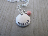 Courage Inspiration Necklace- "courage" - Hand-Stamped Necklace with an accent bead in your choice of colors