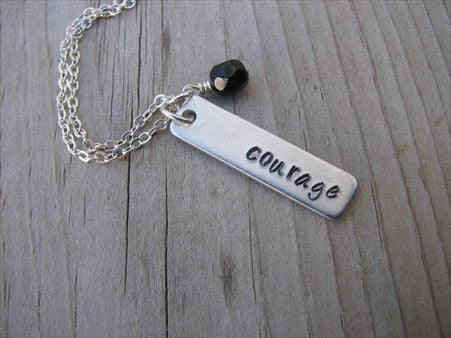 Courage Inspiration Necklace-"courage" - Hand-Stamped Necklace with an accent bead in your choice of colors