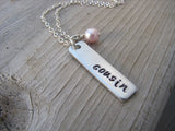 Cousin Necklace- "cousin" -Hand-Stamped Necklace  -with an accent bead of your choice