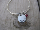Cousin Inspiration Bracelet- "cousin"  - Hand-Stamped Bracelet  -Adjustable Bangle Bracelet with an accent bead of your choice