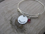 Cousin Inspiration Bracelet- "cousin"  - Hand-Stamped Bracelet  -Adjustable Bangle Bracelet with an accent bead of your choice