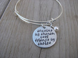 Cousin Bracelet- "cousins by chance, best friends by choice"  - Hand-Stamped Bracelet  -Adjustable Bangle Bracelet with an accent bead of your choice