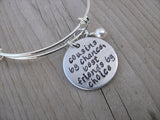 Cousin Bracelet- "cousins by chance, best friends by choice"  - Hand-Stamped Bracelet  -Adjustable Bangle Bracelet with an accent bead of your choice