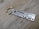 Gift for Dad- Keychain- Father's Keychain "Daddy EST (year of choice)"- Keychain- Small, Textured, Rectangle Key Chain