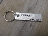 Gift for Dad- Keychain- Father's Keychain "Daddy EST (year of choice)"- Keychain- Small, Textured, Rectangle Key Chain