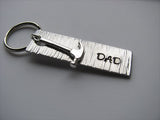 Gift for Dad- Keychain- Father's Keychain "Dad"- Keychain- Textured, with Hammer- Small, Textured, Rectangle Key Chain