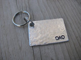 Gift for Dad- Keychain- Father's Keychain "DAD"- Keychain- Textured - Hand Stamped Metal Keychain