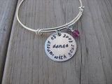 Dancer's Inspiration Bracelet- "dance to dream with your feet"  - Hand-Stamped Bracelet  -Adjustable Bangle Bracelet with an accent bead of your choice