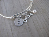 Dance Charm Bracelet -Adjustable Bangle Bracelet with an Initial Charm and an Accent Bead of your choice