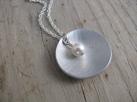 Domed Necklace- brushed silver curved/dome necklace with an accent bead in your choice of colors