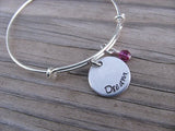 Dream Inspiration Bracelet- "dream"  - Hand-Stamped Bracelet  -Adjustable Bangle Bracelet with an accent bead of your choice