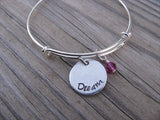Dream Inspiration Bracelet- "dream"  - Hand-Stamped Bracelet  -Adjustable Bangle Bracelet with an accent bead of your choice