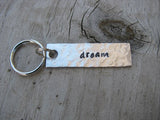 Dream Inspiration Keychain - "dream"  - Hand Stamped Metal Keychain- small, narrow keychain
