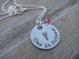 Expectant Mother Necklace, Baby Shower Gift- hand-stamped footprint, with "Due in (month)" - Hand-Stamped Necklace with an accent bead in your choice of colors