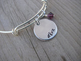 Diva Inspiration Bracelet- "diva"  - Hand-Stamped Bracelet  -Adjustable Bangle Bracelet with an accent bead of your choice