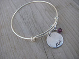 Diva Inspiration Bracelet- "diva"  - Hand-Stamped Bracelet  -Adjustable Bangle Bracelet with an accent bead of your choice
