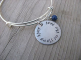 Don't Dwell On The Past Inspiration Bracelet- "don't dwell on the past" - Hand-Stamped Bracelet- Adjustable Bangle Bracelet with an accent bead of your choice