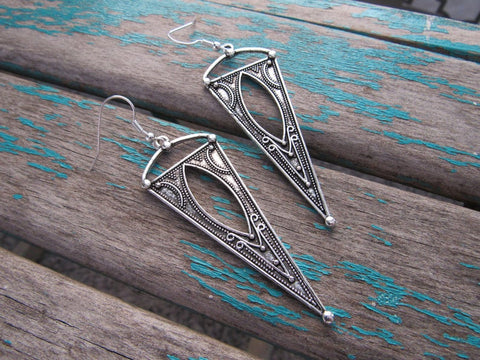 Antique Silver Earrings - Long Earrings - Unique Earrings