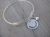 Endurance Inspiration Bracelet- "endurance"  - Hand-Stamped Bracelet  -Adjustable Bangle Bracelet with an accent bead of your choice