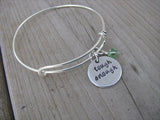 Tough Enough Inspiration Bracelet- "tough enough"  - Hand-Stamped Bracelet  -Adjustable Bangle Bracelet with an accent bead of your choice