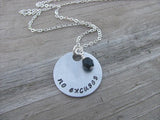 No Excuses Inspiration Necklace- "no excuses" - Hand-Stamped Necklace with an accent bead in your choice of colors